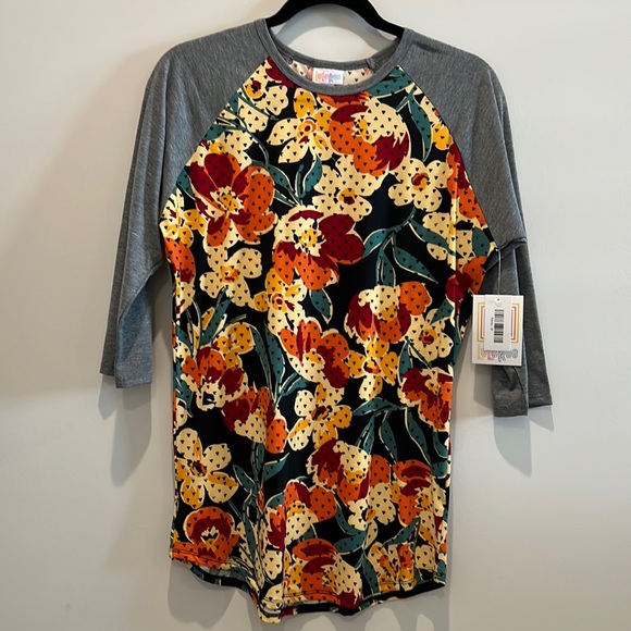 Lularoe Randy baseball tee shirt floral geometric nwt - Picture 1 of 6